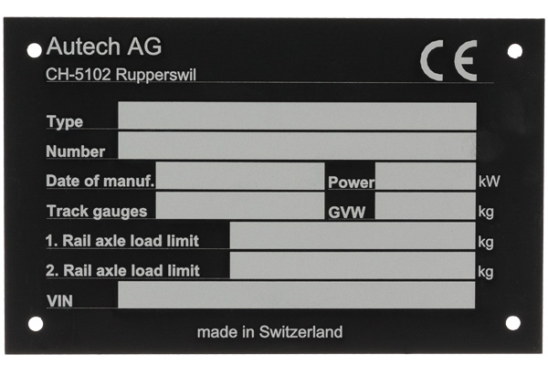 Typenschild: laserbeschriftet